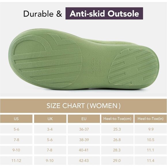 VeraCosy Slippers Shoes Women's Green Two-Tone Soft Comfy Knit Memor - Picture 6 of 6